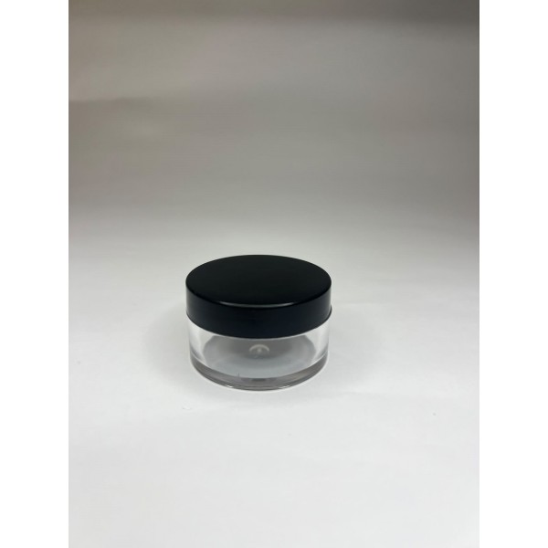 10 ml Akrilik Şeffaf Plastik Kozmetik Krem Kavanozu Siyah Kapaklı