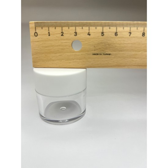 30 ml Akrilik Şeffaf Plastik Kozmetik Krem Kavanozu Beyaz Kapaklı