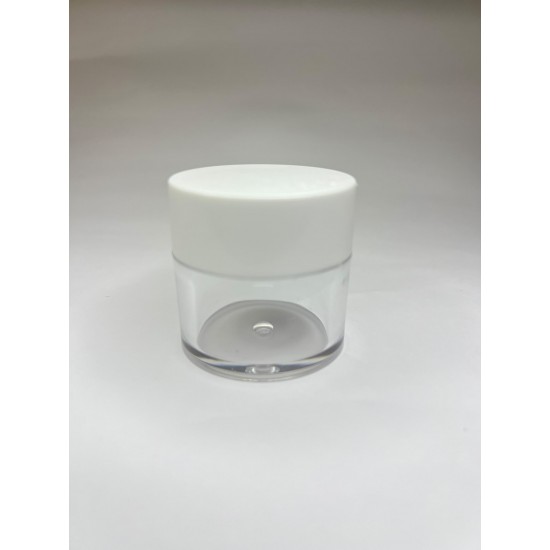30 ml Akrilik Şeffaf Plastik Kozmetik Krem Kavanozu Beyaz Kapaklı