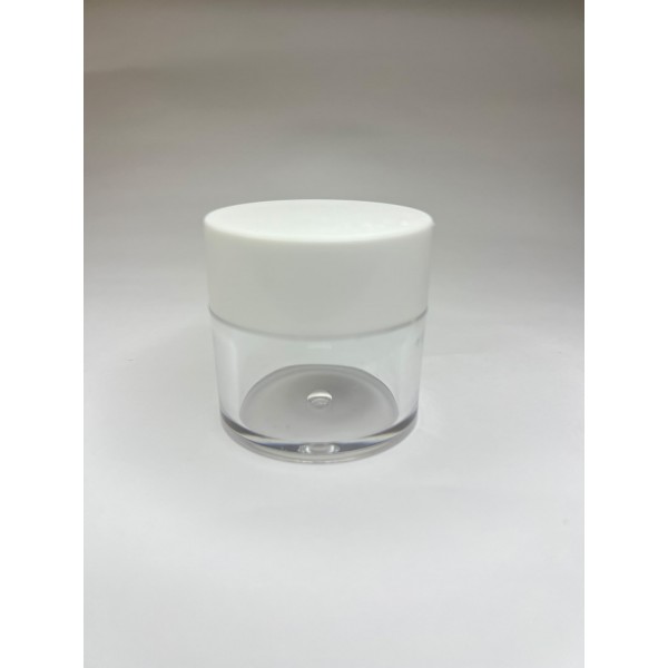 30 ml Akrilik Şeffaf Plastik Kozmetik Krem Kavanozu Beyaz Kapaklı