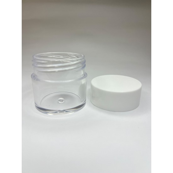 30 ml Akrilik Şeffaf Plastik Kozmetik Krem Kavanozu Beyaz Kapaklı