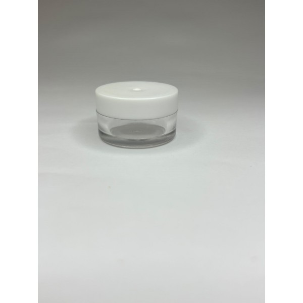 5 ml Akrilik Şeffaf Plastik Kozmetik Krem Kavanozu Beyaz Kapaklı