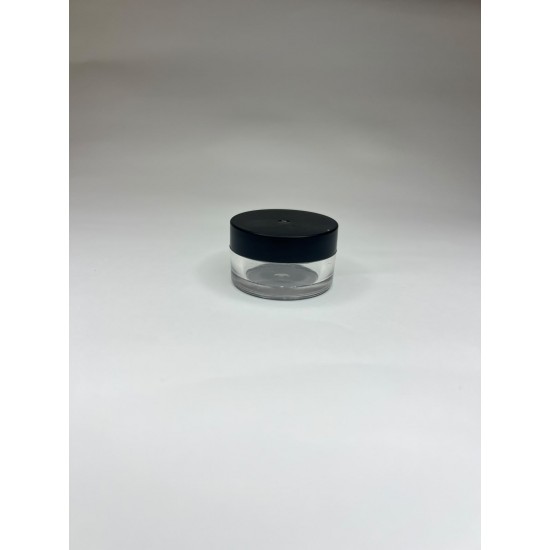 5 ml Akrilik Plastik Kozmetik Krem Kavanozu Şeffaf Siyah Kapaklı