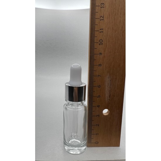 10 ml Şeffaf Cam Damlalıklı Şişe Gümüş Kapak Beyaz Emzik