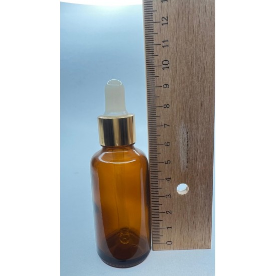 30 ml Kahverengi Cam Damlalıklı Şişe Gold Kapak Beyaz Emzik