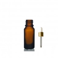 5 ml Kahverengi Cam Damlalıklı Şişe Gold Kapak Beyaz Emzik
