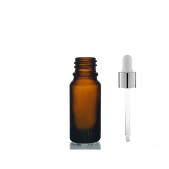 10 ml Kahverengi Cam Damlalıklı Şişe Gümüş Kapak Beyaz Emzik