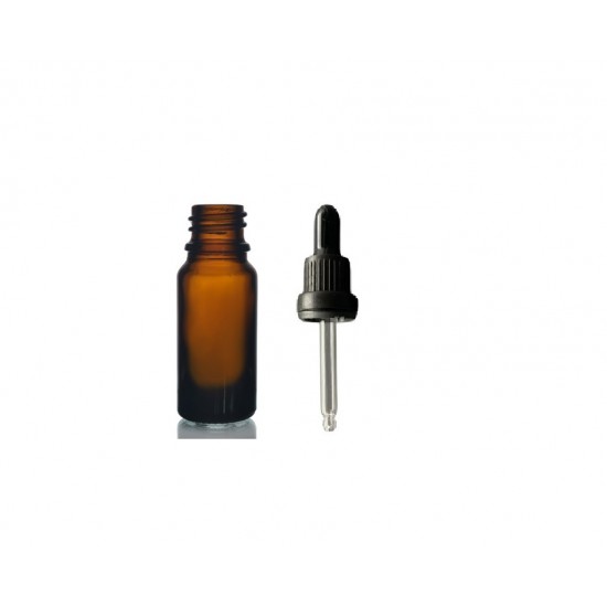 10 ml Kahverengi Cam Damlalıklı Şişe Siyah Kapak Siyah Emzik