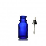 10 ml Mavi Cam Damlalıklı Şişe Siyah Kapak Beyaz Emzik