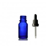 10 ml Mavi Cam Damlalıklı Şişe Siyah Kapak Siyah Emzik