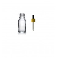 10 ml Şeffaf Cam Damlalıklı Gold Kapak Siyah Emzik