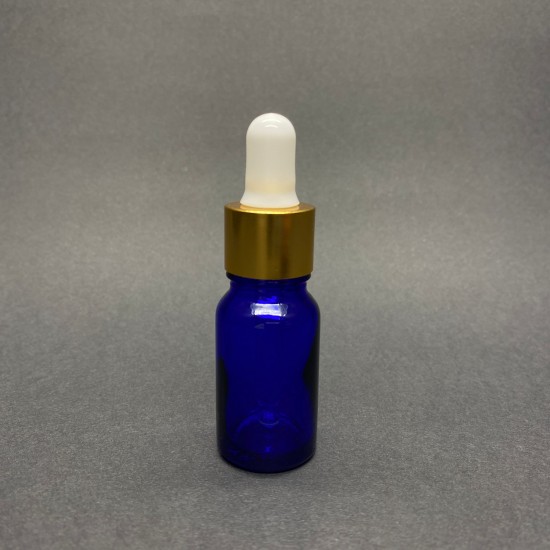 10ml Mavi Cam damlalıklı Gold kapak Beyaz Emzik
