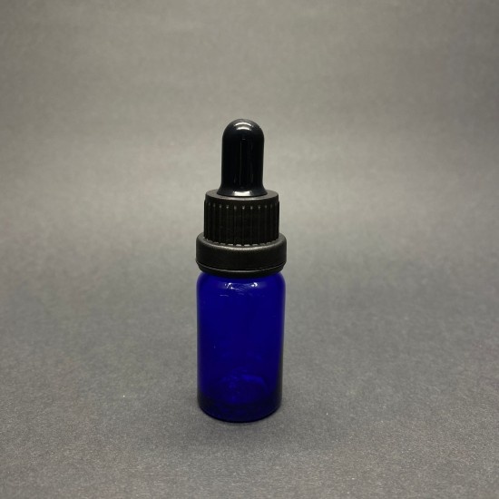 10ml Mavi Cam Damlalıklı Siyah kapak Siyah Emzik