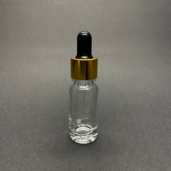 10ml Şeffaf Cam Damlalıklı Gold kapak Siyah Emzik