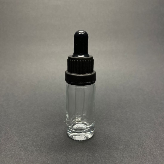 10ml Şeffaf Cam Damlalıklı Siyah kapak Siyah Emzik