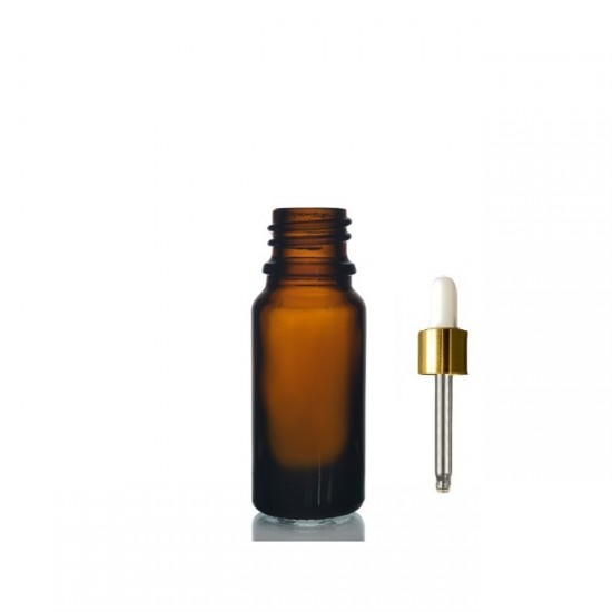 20 ml Kahverengi Cam Damlalıklı Şişe Gold Kapak Beyaz Emzik