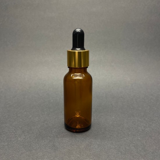 20ml kahverengi Cam Damlalıklı Gold kapak Siyah Emzik