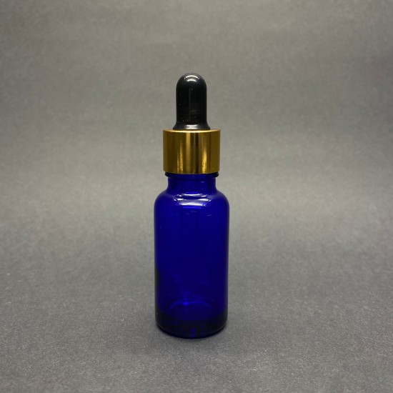 20ml Mavi Cam Damlalıklı Gold kapak Siyah Emzik