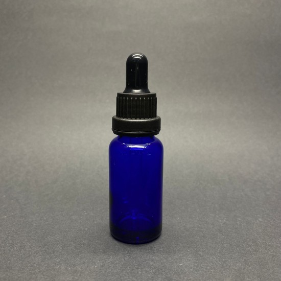 20ml Mavi Cam Damlalıklı Siyah kapak Siyah Emzik