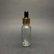 20ml Şeffaf Cam Damlalıklı Gold kapak Siyah Emzik