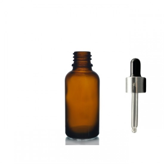 30ml kahverengi Cam Damlalıklı Gümüş kapak Siyah Emzik