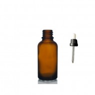 30 ml Kahverengi Cam Damlalıklı Şişe Siyah Kapak Beyaz Emzik