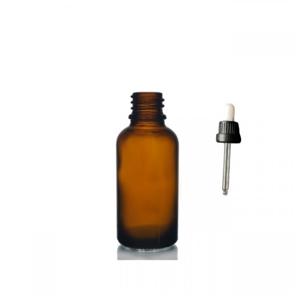 30 ml Kahverengi Cam Damlalıklı Şişe Siyah Kapak Beyaz Emzik