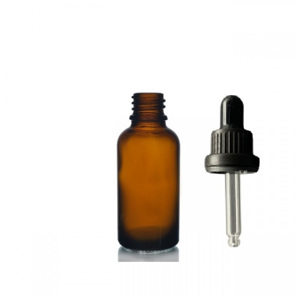 30 ml Kahverengi Cam Damlalıklı Şişe Siyah Kapak Siyah Emzik