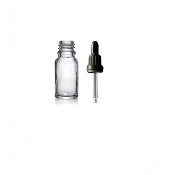 30 ml Şeffaf Cam Damlalıklı Şişe Siyah Kapak Siyah Emzik