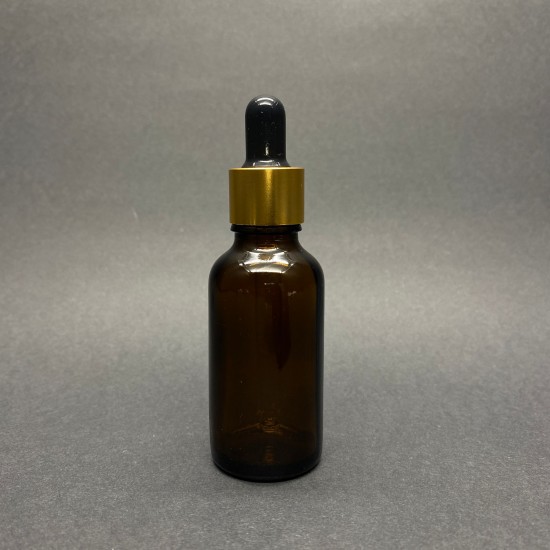 30ml kahverengi Cam Damlalıklı Gold kapak Siyah Emzik