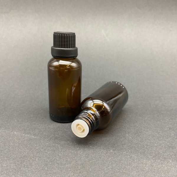 30 ml Kahverengi İçten Damlalıklı Cam Şişe Siyah Kapak