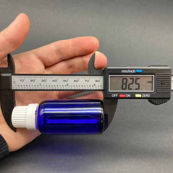 30 ml Mavi İçten Damlalıklı Cam Şişe Beyaz Kapak
