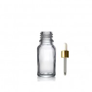 10ml Şeffaf Cam damlalıklı Gold kapak Beyaz Emzik