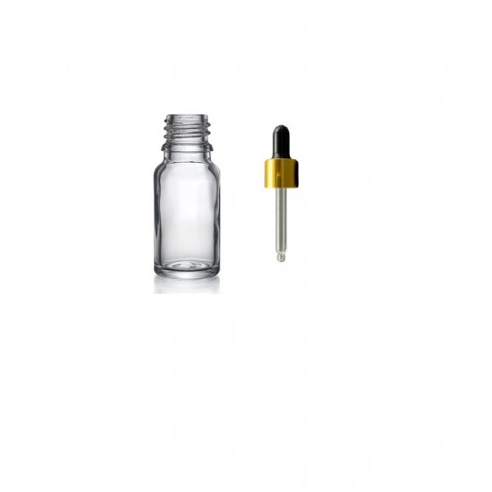 10ml Şeffaf Cam Damlalıklı Gold kapak Siyah Emzik