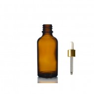 50 ml Kahverengi Cam Damlalıklı Şişe Gold Kapak Beyaz Emzik