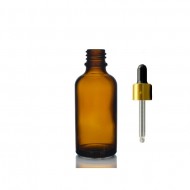 50 ml Kahverengi Cam Damlalıklı Şişe Gold Kapak Siyah Emzik