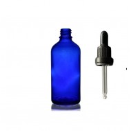 50 ml Mavi Cam Damlalıklı Şişe Siyah Kapak Siyah Emzik