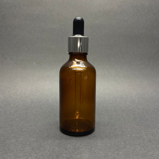 50ml kahverengi Cam Damlalıklı Gümüş kapak Siyah Emzik