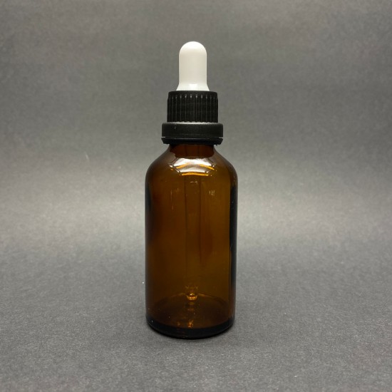 50ml kahverengi Cam Damlalıklı Siyah  kapak Beyaz Emzik