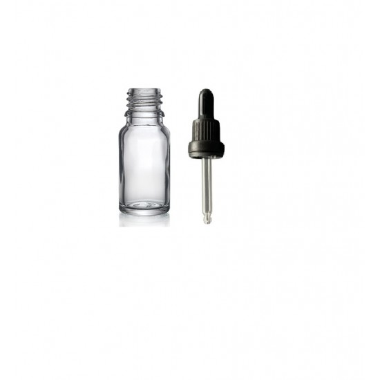 30ml Şeffaf Cam Damlalıklı Siyah kapak Siyah Emzik