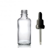 50ml Şeffaf Cam Damlalıklı Siyah kapak Siyah Emzik