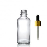 50ml Şeffaf Cam Damlalıklı Gold kapak Siyah Emzik