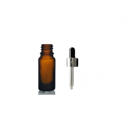 5 ml Kahverengi Cam Damlalıklı Gümüş Kapak Siyah Emzik