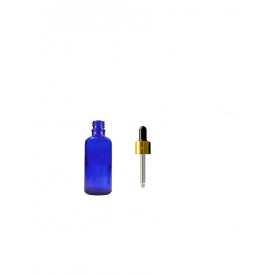 20ml Mavi Cam Damlalıklı Gold kapak Siyah Emzik
