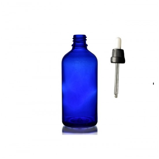 50ml Mavi Cam Damlalıklı Siyah  kapak Beyaz Emzik