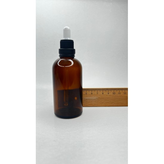 100 ml Kahverengi Cam Damlalıklı Şişe Siyah Kapak Beyaz Emzik