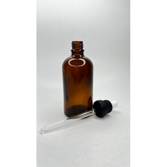100 ml Kahverengi Cam Damlalıklı Şişe Siyah Kapak Beyaz Emzik