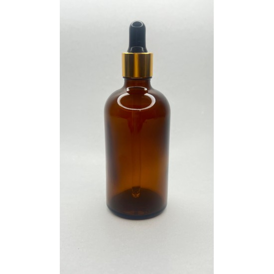 100 ml Kahverengi Cam Damlalıklı Şişe Gold Kapak Siyah Emzik