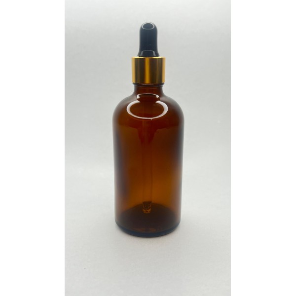 100 ml Kahverengi Cam Damlalıklı Şişe Gold Kapak Siyah Emzik