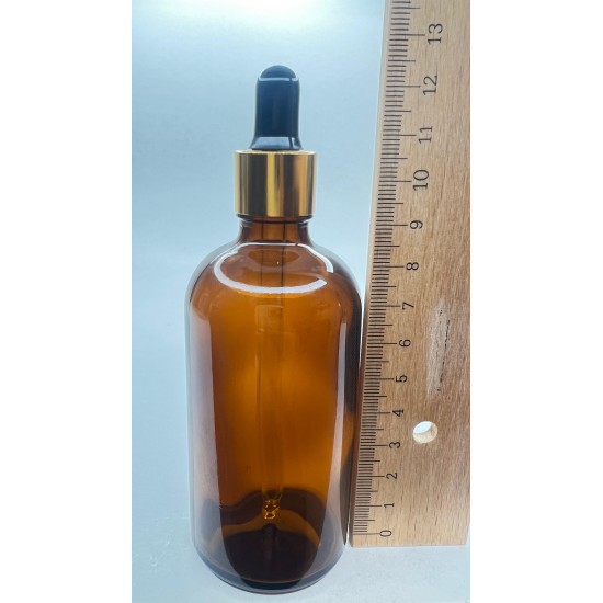 100 ml Kahverengi Cam Damlalıklı Şişe Gold Kapak Siyah Emzik